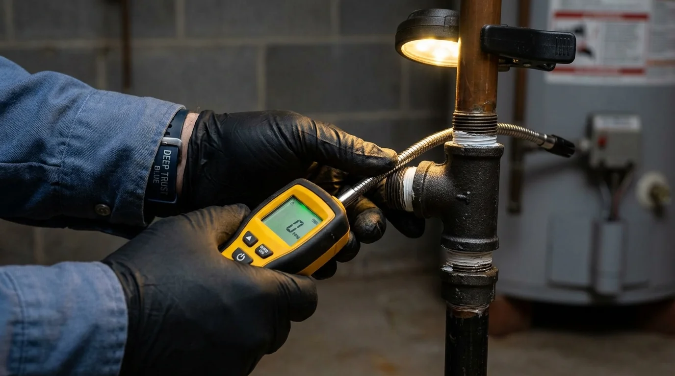 Gas leak detection with electronic sniffer by Johns Plumbing LLC in Franksville