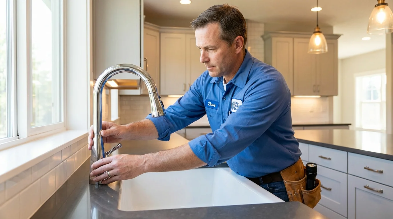 Kitchen faucet installation by Johns Plumbing LLC in Franksville