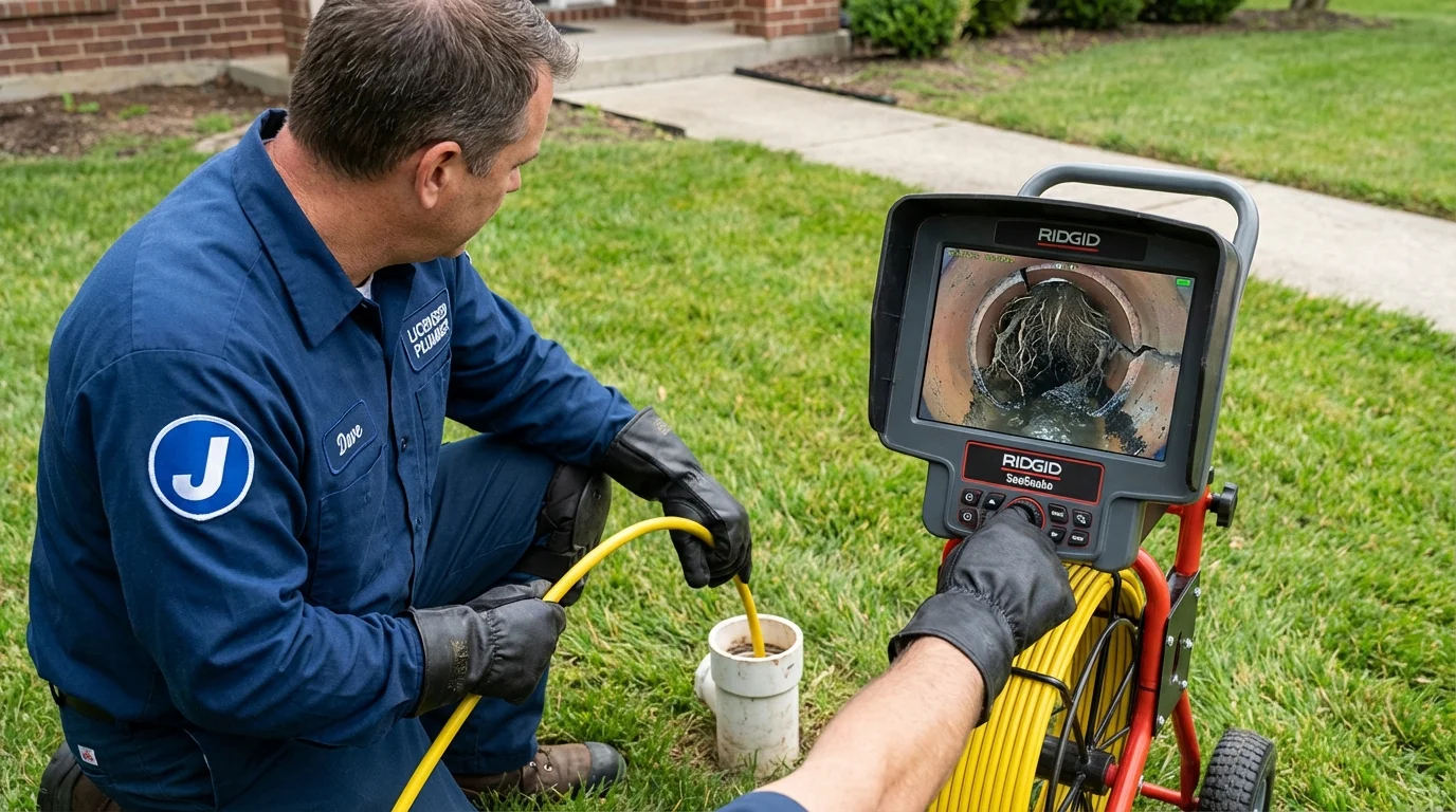 Sewer camera inspection being performed by Johns Plumbing LLC in Franksville