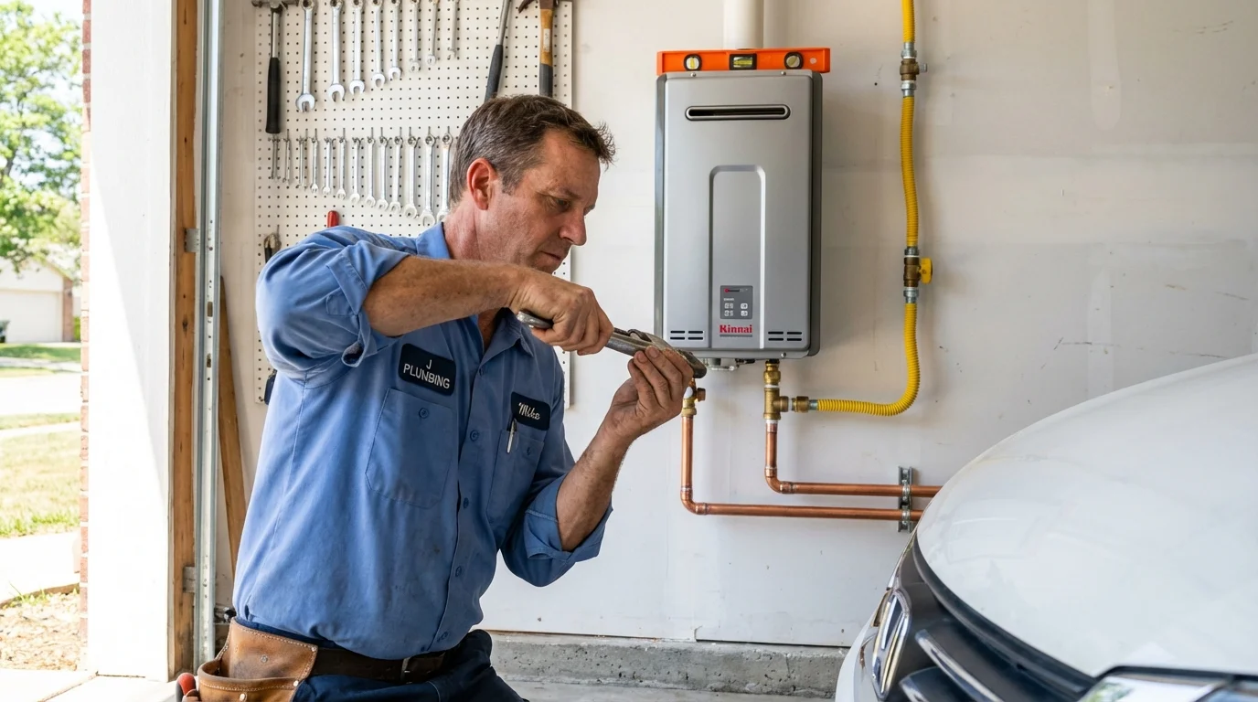 Tankless water heater installation by a Johns Plumbing LLC plumber in Franksville